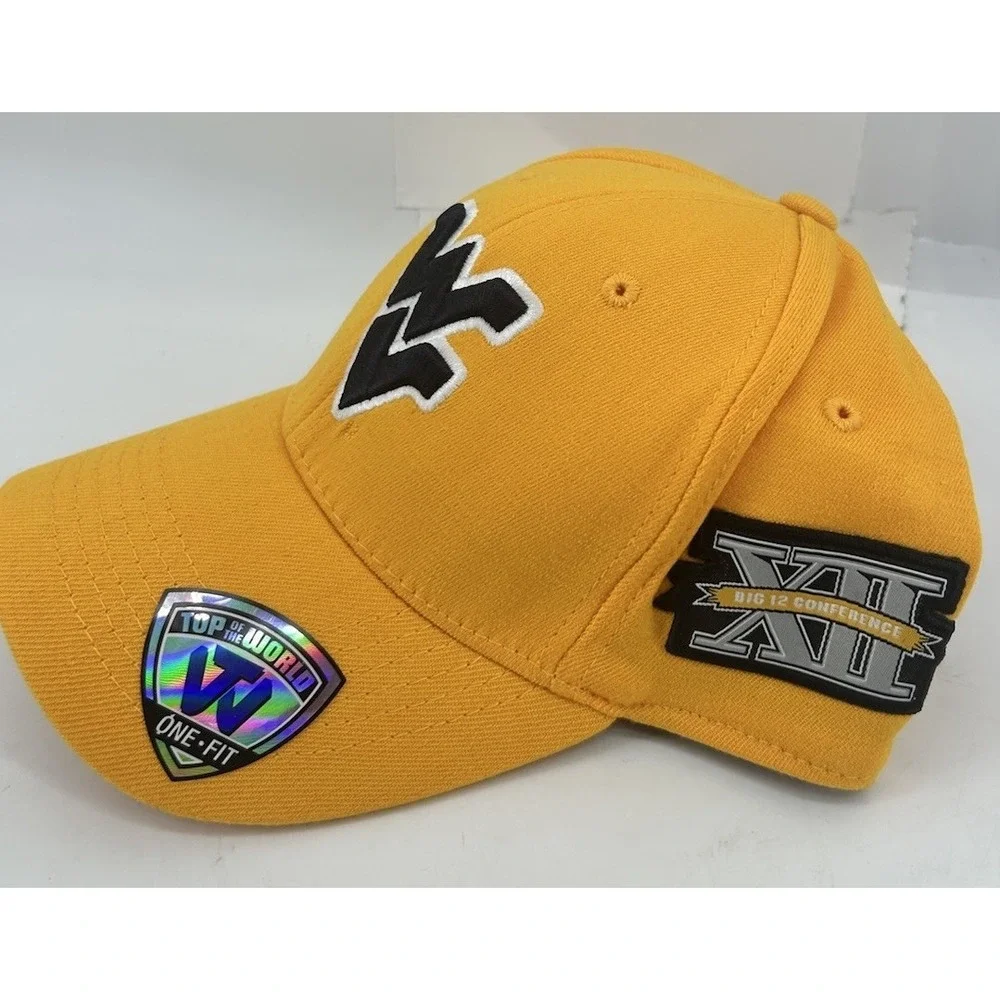 West Virginia Mountaineers Top Of The World One Fit Yellow One Size Fitted NWT‎